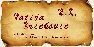 Matija Kričković vizit kartica